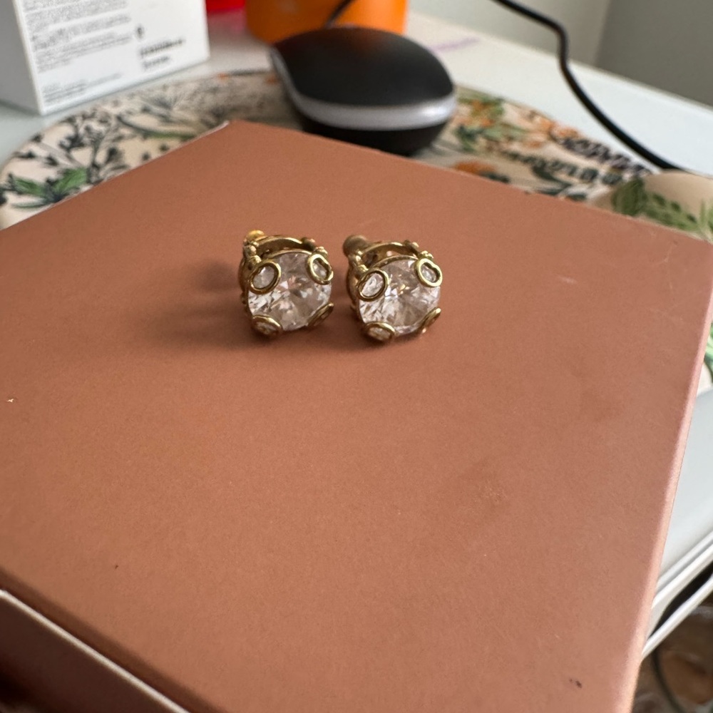 Fossil Gold-Tone Clear Crystal Stud Earrings